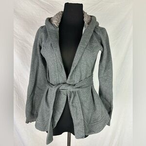 Merona cinched waist jacket with faux fur hood.